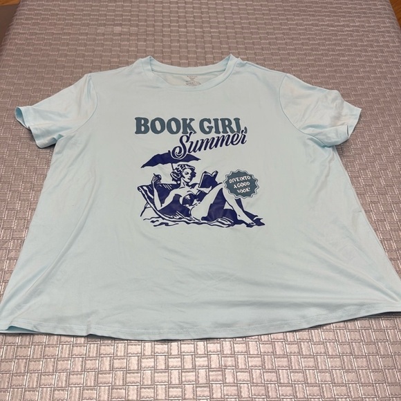 SHEIN  book girl summer blue t-shirt size 0xl - Picture 1 of 4